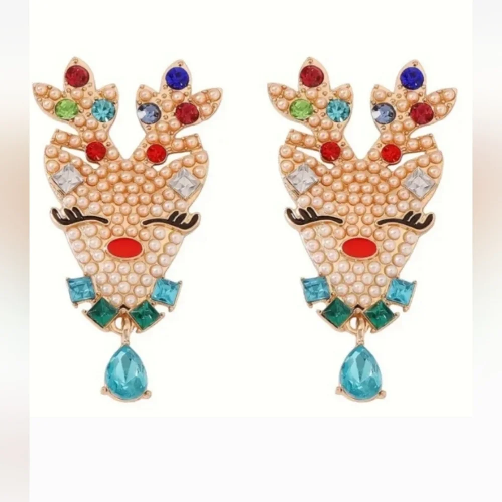CUTE Reindeer Holiday Winter Christmas Earrings NEW